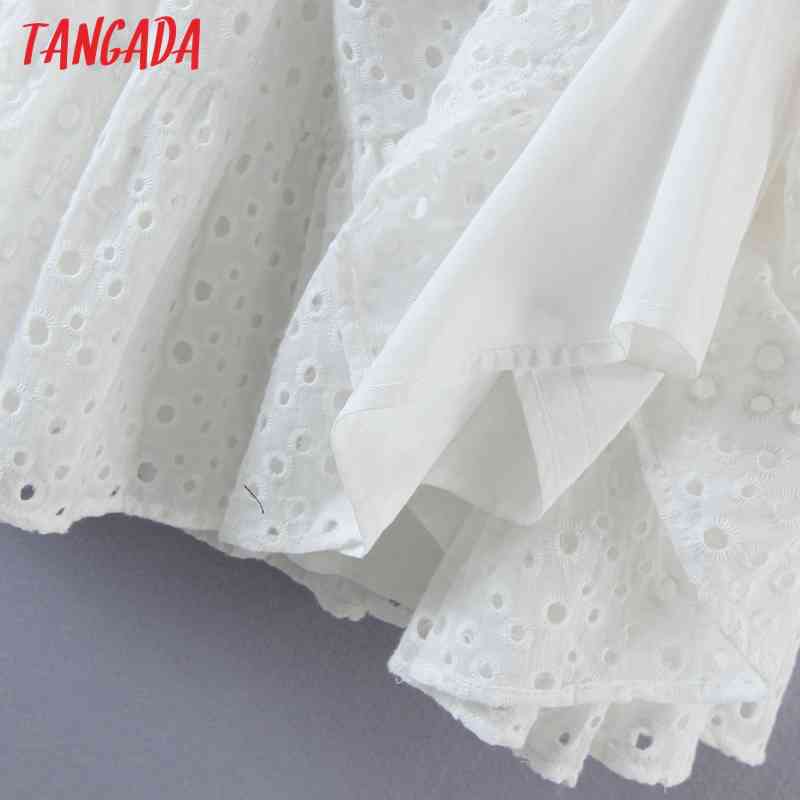 Women Cotton Embroidery Romantic Dress Short Sleeve Females Mini Dresses Vestidos QW68 210416