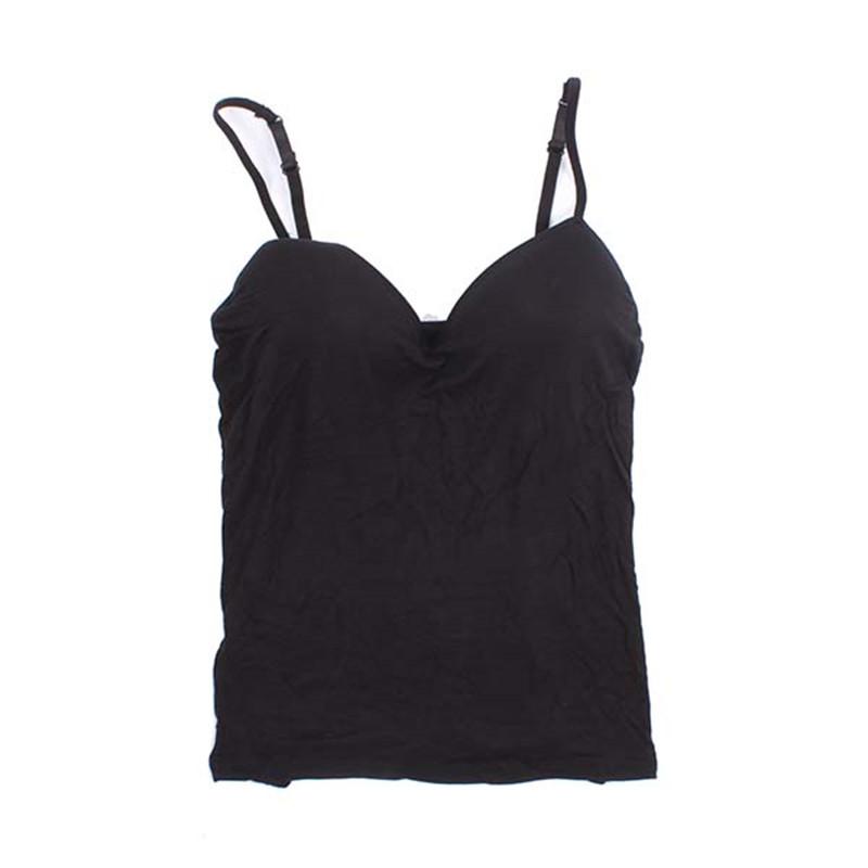 Padded Bra Tank Top Women Modal Spaghetti Solid Cami Vest Female Camisole with Built in Fiess Clothing