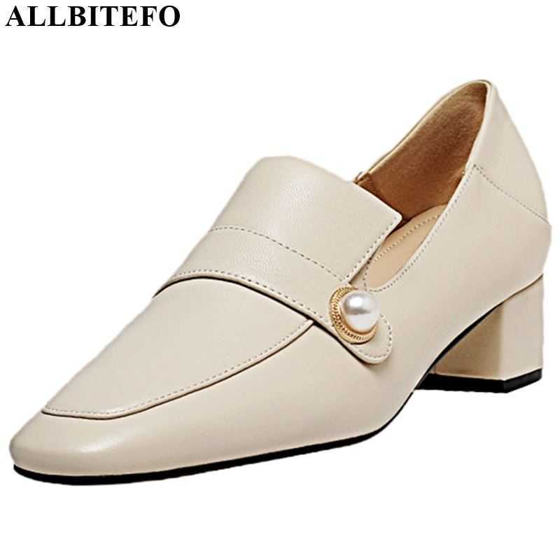 ALLBITEFO natural genuine leather high heel shoes Simple pearl design office women heels spring summer thick heel high heels 210611, As picture
ALLBITEFO natural genuine leather high heel shoes Simple pearl design office women heels spring summer thick heel high heels 210611, As picture