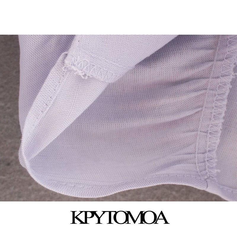 Women Fashion Pleated Linen Cropped Blouses Lantern Sleeve Side Zipper Female Shirts Chic Tops 210420