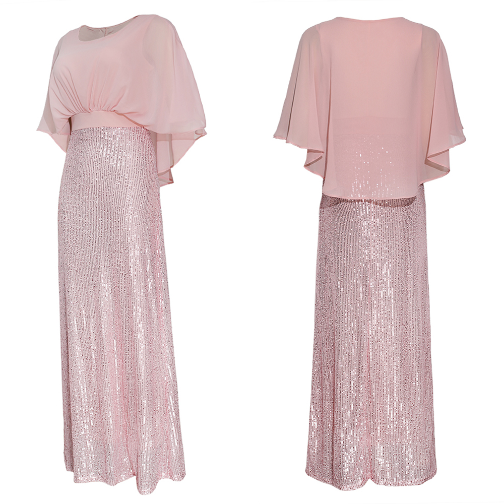 Sparkly Sequined Balck Mermaid Prom Dresses Long 2021 Arabic African Short Cape Wrap Plus Size Women Evening Gowns Chiffon Top Special Occasion Dress