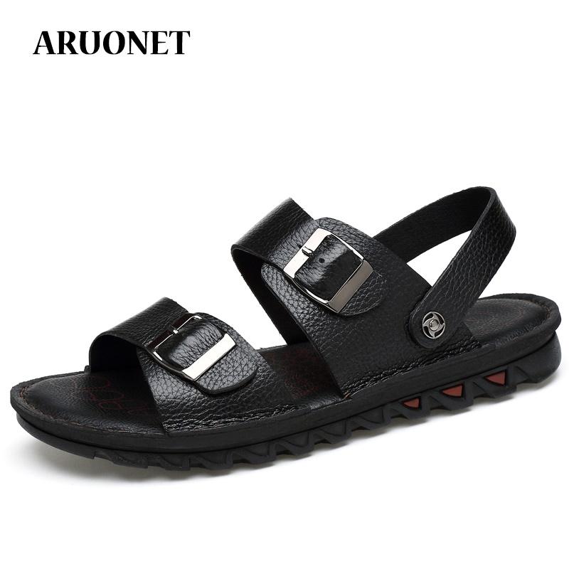 Sandals ARUONET Genuine Leather Men Shoes Summer Leisure Concise Men's Quality Slippers Big Size 37-47, Black
Sandals ARUONET Genuine Leather Men Shoes Summer Leisure Concise Men's Quality Slippers Big Size 37-47, Black