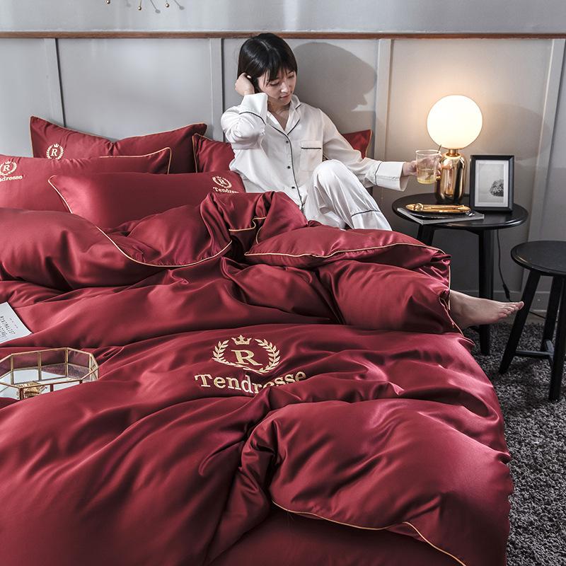 3/4 Pcs Luxury European Style Duvet Cover Set Silk Cotton Bedding Quilt Pillowcase Queen King Size Sets