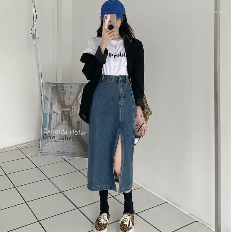 Skirts Denim Skirt Female 2021 Spring High Waist Thin A-line Mid-length Split Hip Long, Photo color
Skirts Denim Skirt Female 2021 Spring High Waist Thin A-line Mid-length Split Hip Long, Photo color