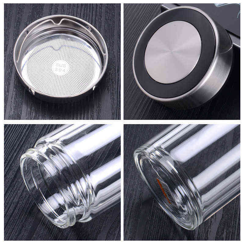 Leakproof Tea Bottle with Infuser Stainless Steel Double Walled Portable Drinking Lemon Water Cup Container for CarTravel 211122