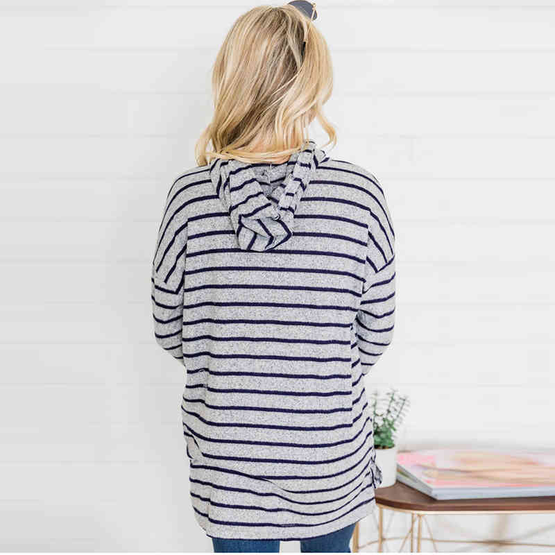 Striped Sweatshirts Autumn Women Hoodies Fashion Long Sleeve Hooded Sweatshirt Jumper Ladies Casual Tops Loose Pullovers 210414