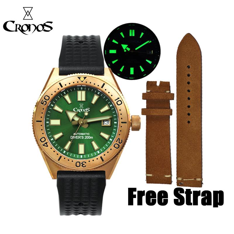 Wristwatches Cronos Vintage Men's Diving Watch Bronze CUSN8 Automatic Japan NH35 Mechanical Calendar Luminous Rubber Men Sapphire, Green no logo
Wristwatches Cronos Vintage Men's Diving Watch Bronze CUSN8 Automatic Japan NH35 Mechanical Calendar Luminous Rubber Men Sapphire, Green no logo