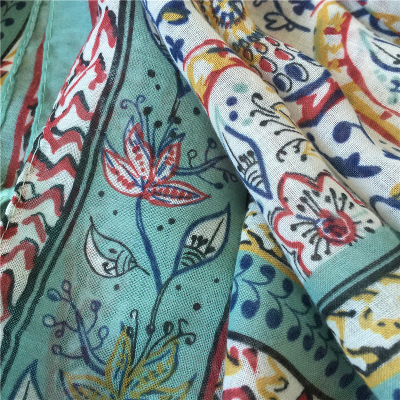 Spring and Summer New Retro Ethnic Fashion Holiday Sunscreen Silk Scarf Colored Cashew Small Plum Blossom Fringed Scarf Shawl