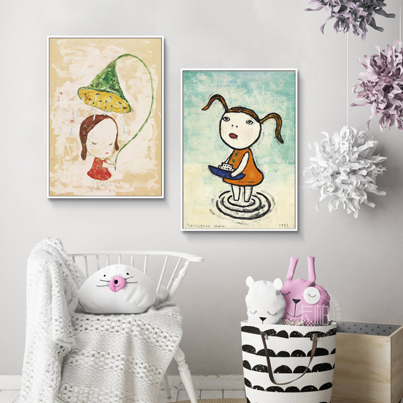Art Sleepwalking Dolls Yoshitomo Nara Cartoon Painting Canvas Art Print Pictures Poster For Baby Kids Room Japan Art
