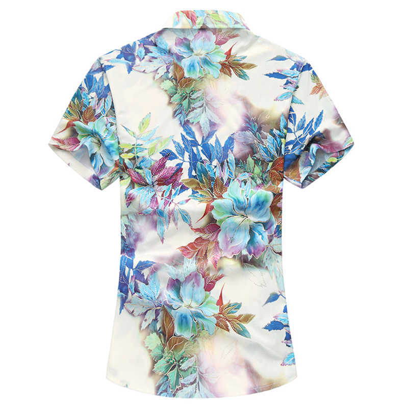 Summer Fashion Print Men's Shirt Floral Print Short Sleeve Shirt Mens Clothes Trend Mens Slim Fit Casual Print Shirts M-7XL T200505