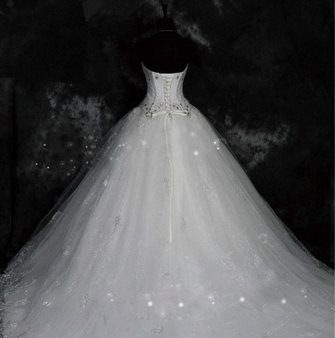 Gorgeous Sparkly Crystals Wedding Dress Beading Sequins Princess Bride Dresses Elegant Lace-up Back A Line Beaded Sweetheart Bridal Gowns