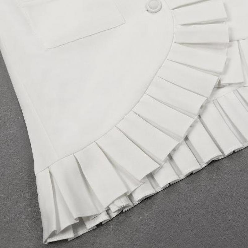 Women Dress Ruffles Patchwork Long Sleeve Blazer Dresses Plus Size Vintage Sexy White Mermaid 210513