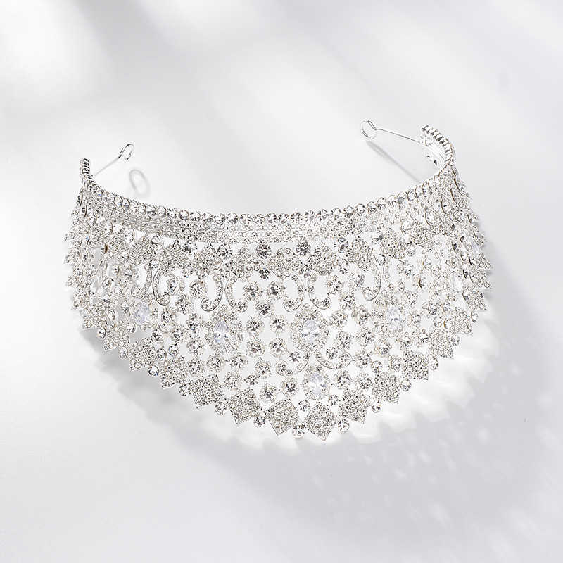 Queen Big Crown Crystal Bridal Jewelry Tiaras Baroque Rhinestone Pageant Diadem Dubai Jewelry Party Weddings Hair Accessories X0625