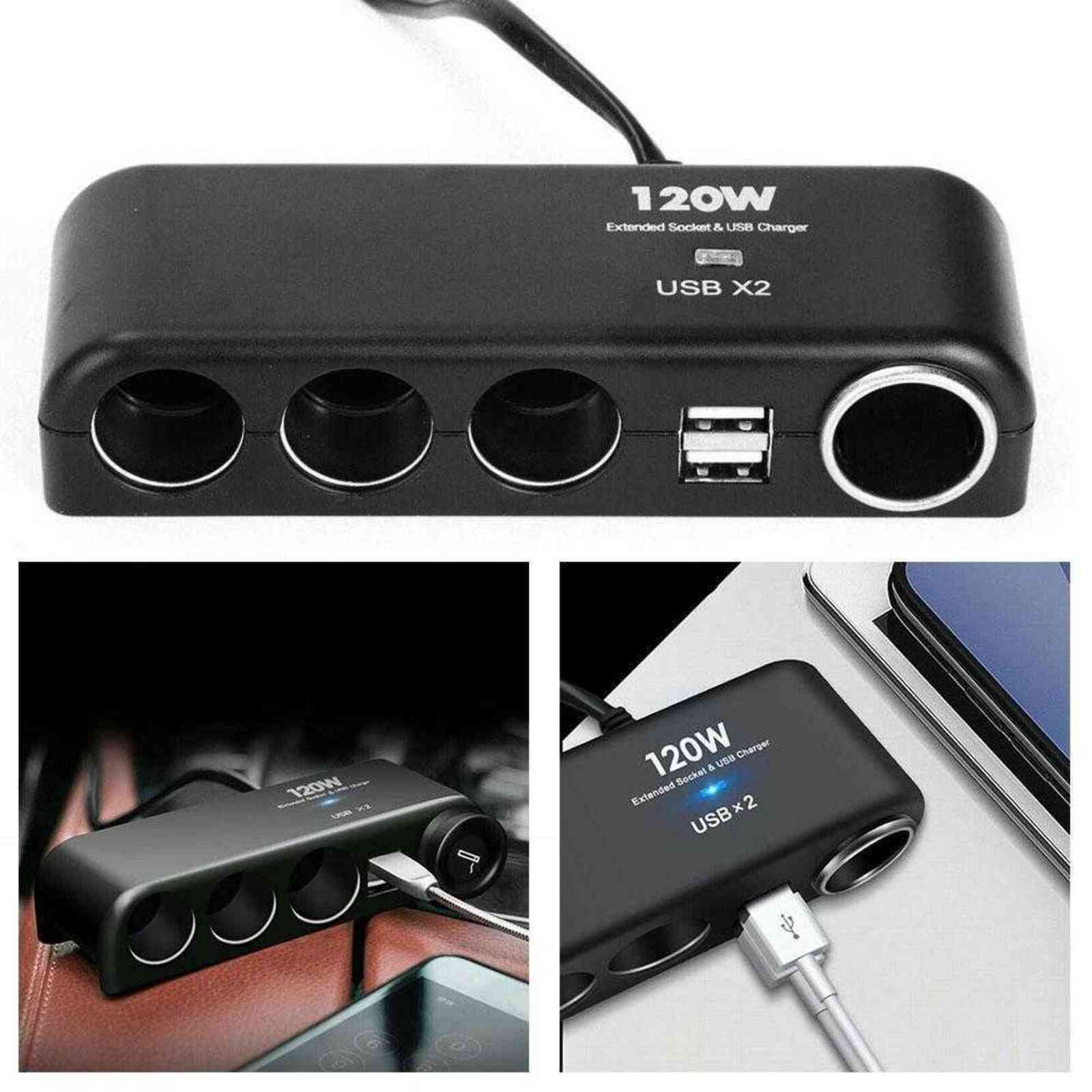 Universal 12V 24V 4 Way Cigarette Lighter Multi Socket Auto Charger Car Adapter Dual USB Black ABS Parts Splitter Interior A5A7
Universal 12V 24V 4 Way Cigarette Lighter Multi Socket Auto Charger Car Adapter Dual USB Black ABS Parts Splitter Interior A5A7