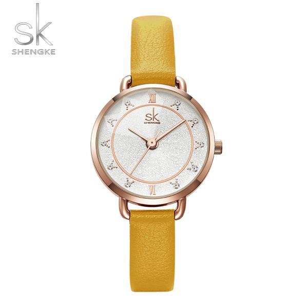 Wristwatches Shengke Simple Fashion Watch For Women Luxury Crystal Diamond Cutting Glass SK CLOCK Waterproof Leather Women's Watches, Blue
Wristwatches Shengke Simple Fashion Watch For Women Luxury Crystal Diamond Cutting Glass SK CLOCK Waterproof Leather Women's Watches, Blue