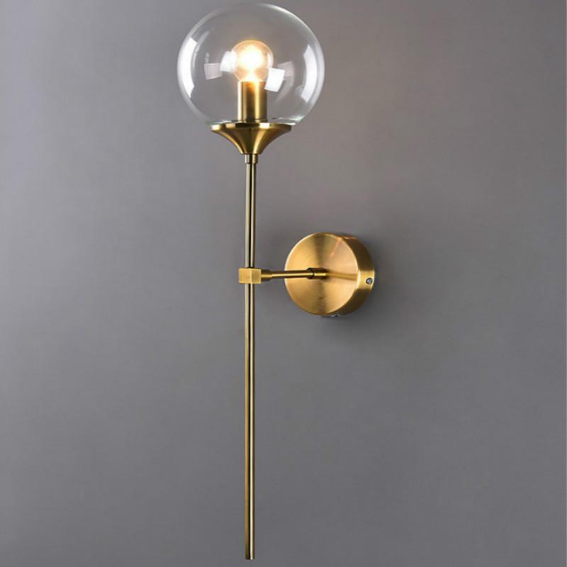 Wall Lamp Modern LED Glass Ball Nordic Clear/Amber/Smoke Gray E14 Gold Decorative Sconce Bedroom Bedside Pendant Light