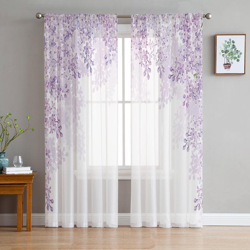 Curtain & Drapes Purple Flower White Sheer Curtains For Living Room Voile Tulle Bedroom Kitchen Home Decor Panel
Curtain & Drapes Purple Flower White Sheer Curtains For Living Room Voile Tulle Bedroom Kitchen Home Decor Panel