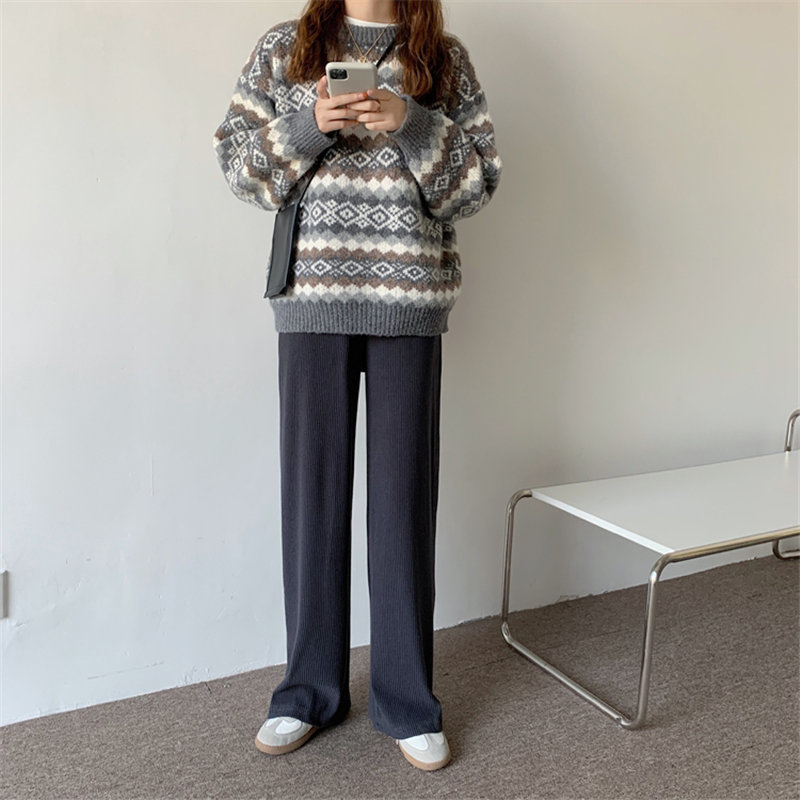 Minimalist High Waist Straight Casual Trousers Elegant Women Slim Brief Stretwear Loose Solid Female Pants 210421