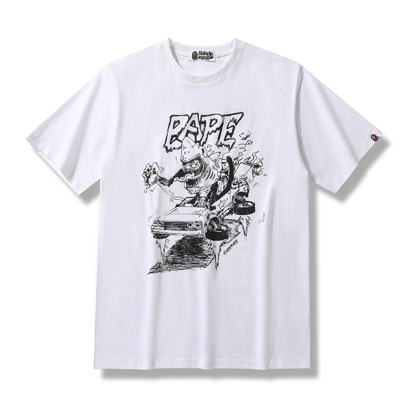 Chao brand ape head co branded shark cartoon short sleeve youth t-shirt DT8T, White
Chao brand ape head co branded shark cartoon short sleeve youth t-shirt DT8T, White