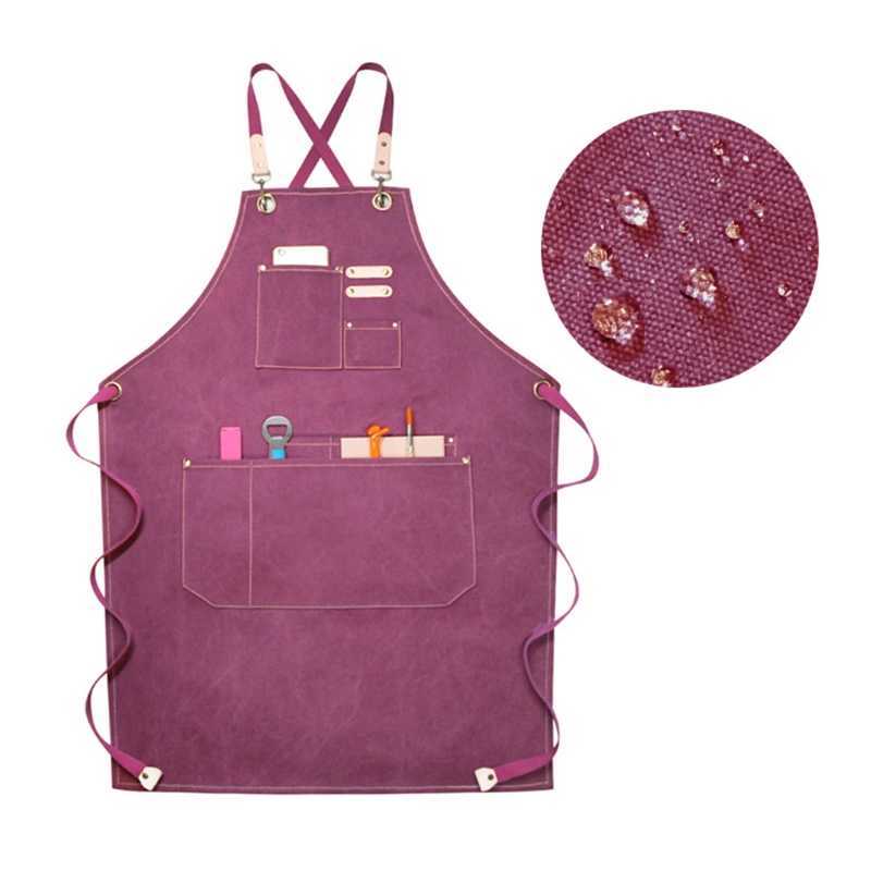 Waterproof And Antifouling Canvas Apron Fashion Barista Milk Tea Flower Shop Drop 210629