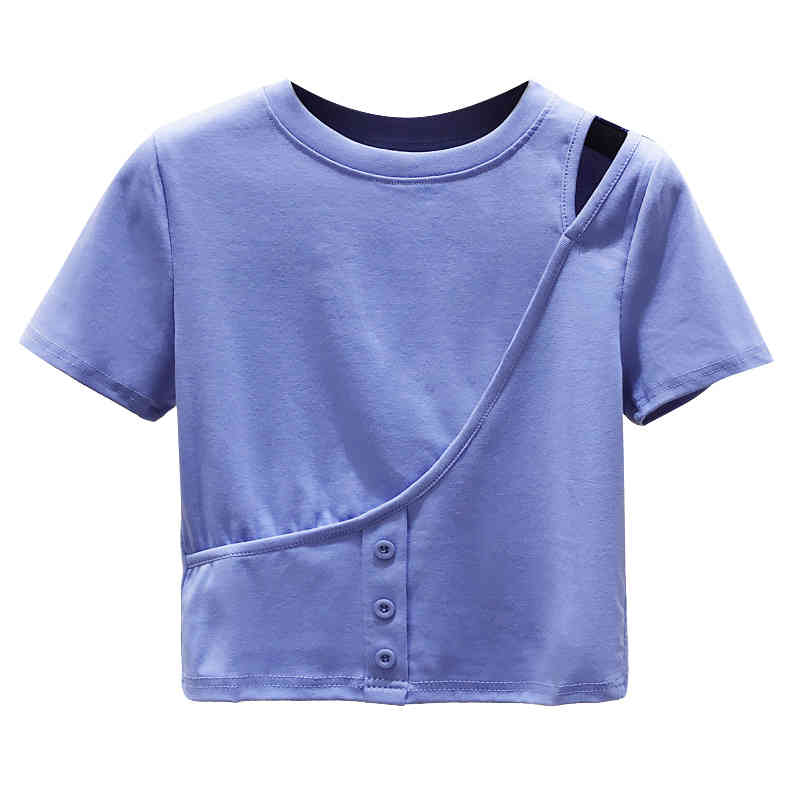 Korean Style T-shirt Women Summer Cotton Short Sleeve T Shirt Tops Tshirt Clothes Solid Slim 9553 210506