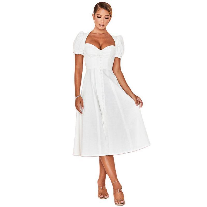 Women Dress Temperament White Strapless Split High Waist Princess Long es Sexy Summer Beach es 210513