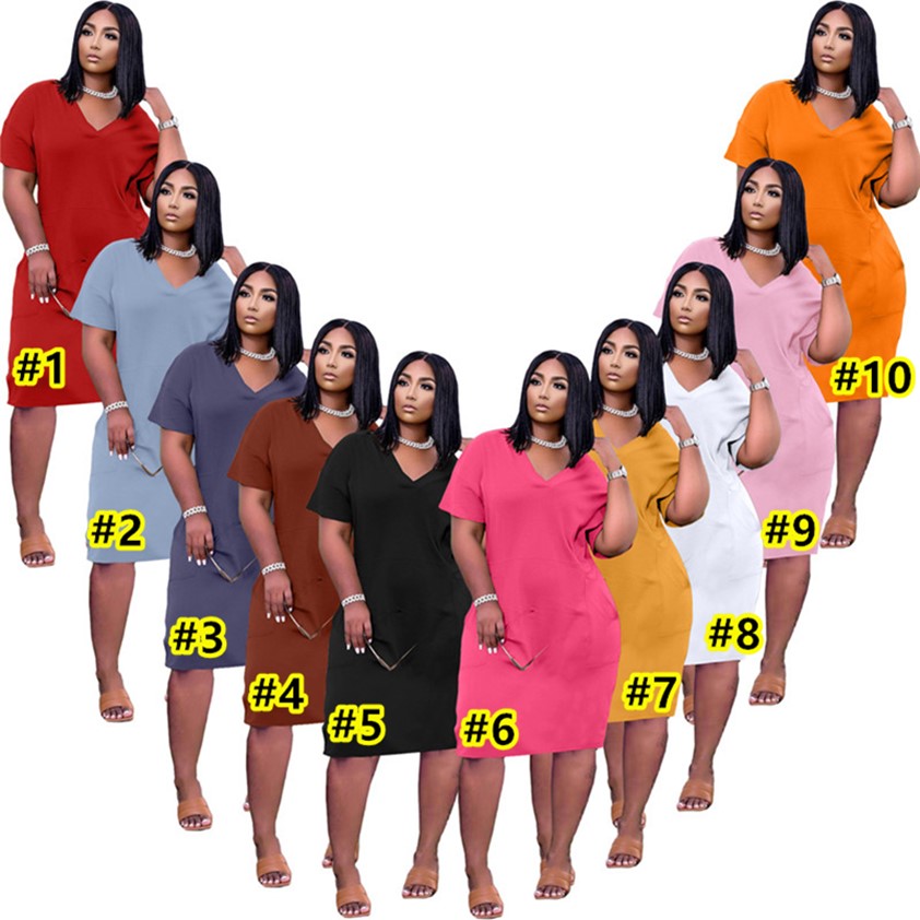 Women Sundresses Summer Skirts Solid Color Casual Dress Plus size 3XL Skirt Short Sleeve loose Gown Plain V-neck Loungewear 10 colors Leisure Wear DHL Ship 4792, #3
Women Sundresses Summer Skirts Solid Color Casual Dress Plus size 3XL Skirt Short Sleeve loose Gown Plain V-neck Loungewear 10 colors Leisure Wear DHL Ship 4792, #3
