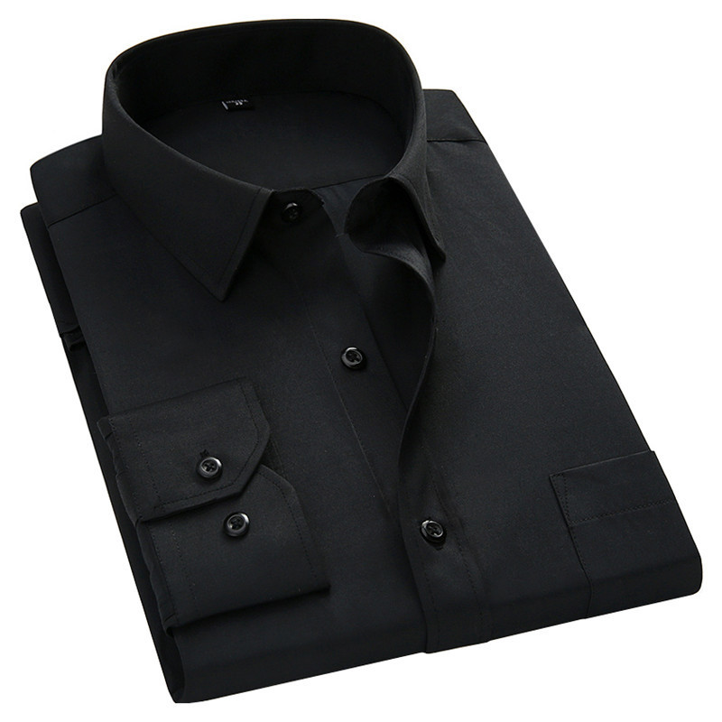 Plus Large Size 8XL 7XL Slim Fit Mens Business Casual Long Sleeved Shirt Classic White Black Dark Blue Male Social Dress Shirts 220309
