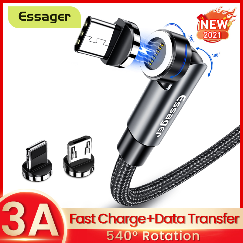 540 Rotate Magnetic Cables 3A Fast Charging Micro USB Type C For iPhone 12 11 Xiaomi Samsung Magnet Charger Data Wire Cord, Gray
540 Rotate Magnetic Cables 3A Fast Charging Micro USB Type C For iPhone 12 11 Xiaomi Samsung Magnet Charger Data Wire Cord, Gray