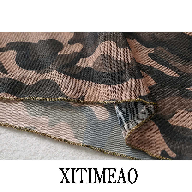 XITIMEAO Womens Spring Autumn Lightweight Camouflage Printing Crop Tops Comfort Skinny Long Sleeve Sexy Mesh Perspective T-Shirt 210602