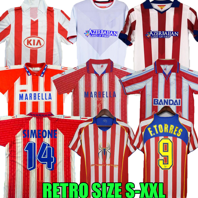 Retro 2004 2005 Atletico Madrids soccer jerseys #9 F.TORRES 1994 95 96 97 2013 14 15 CAMINERO GRIEZMANN Gabi arda Forlan HOME vintage classic football shirt