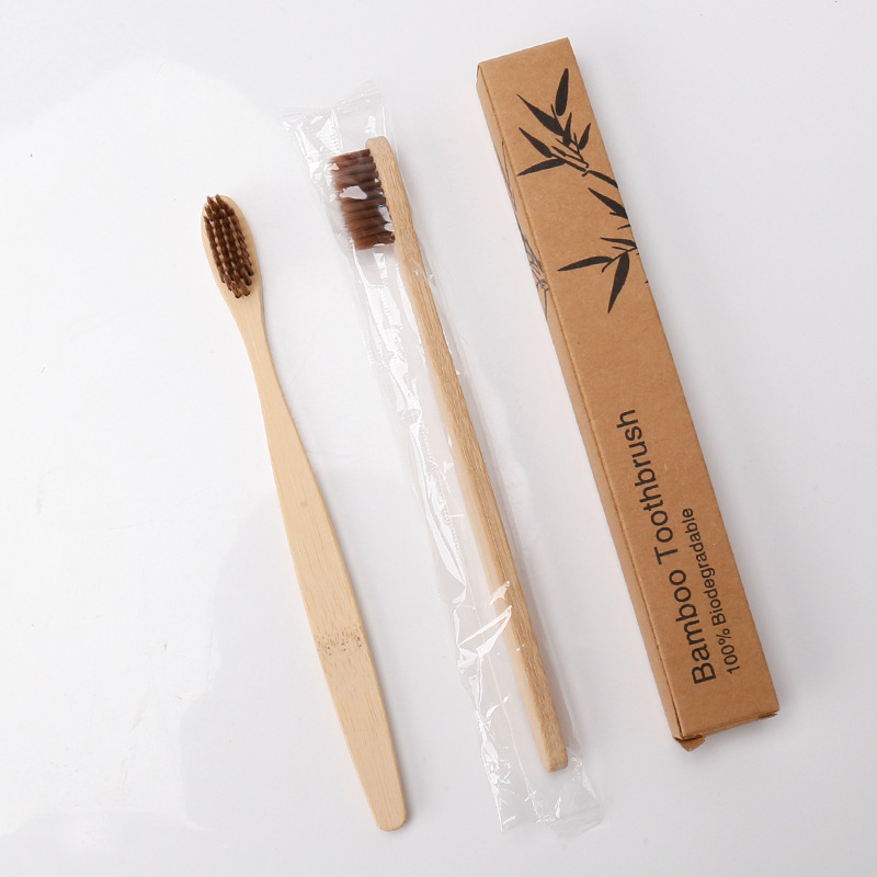 Disposable Bamboo Toothbrush Charcoal Wooden Colorful Cleaning Tooth Brush For Travel Hotel Home