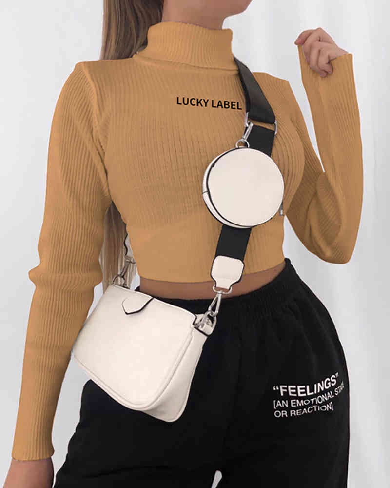Spring Summer Women Sexy Plain Letter Embroidery Long Sleeve Crop Top Ladies Casual Long Sleeve Skinny Blouse Femme Outfits 210415