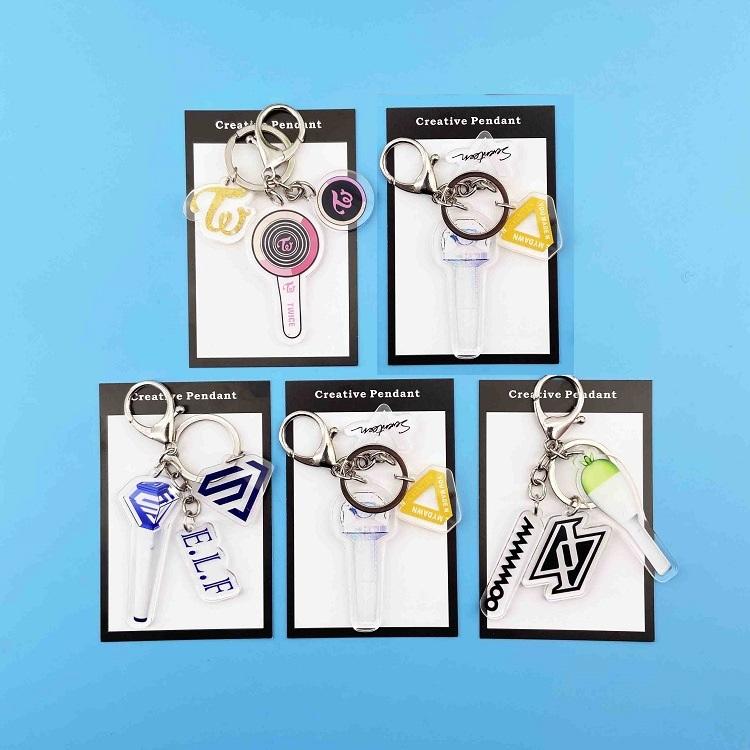 Keychains Kpop Twice Seventeen Mamamoo SJ Keychain Pendant Three-Piece Set Luxu…