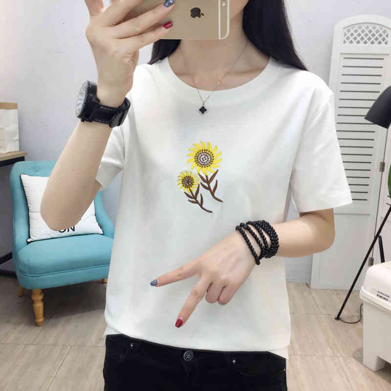 Women's T-Shirt Floral Embroidery T Women Summer New Plus Size Woman Clothes Short Sleeve Womens Tops Casual Tee Femme 1YH6, Black t shirt
Women's T-Shirt Floral Embroidery T Women Summer New Plus Size Woman Clothes Short Sleeve Womens Tops Casual Tee Femme 1YH6, Black t shirt