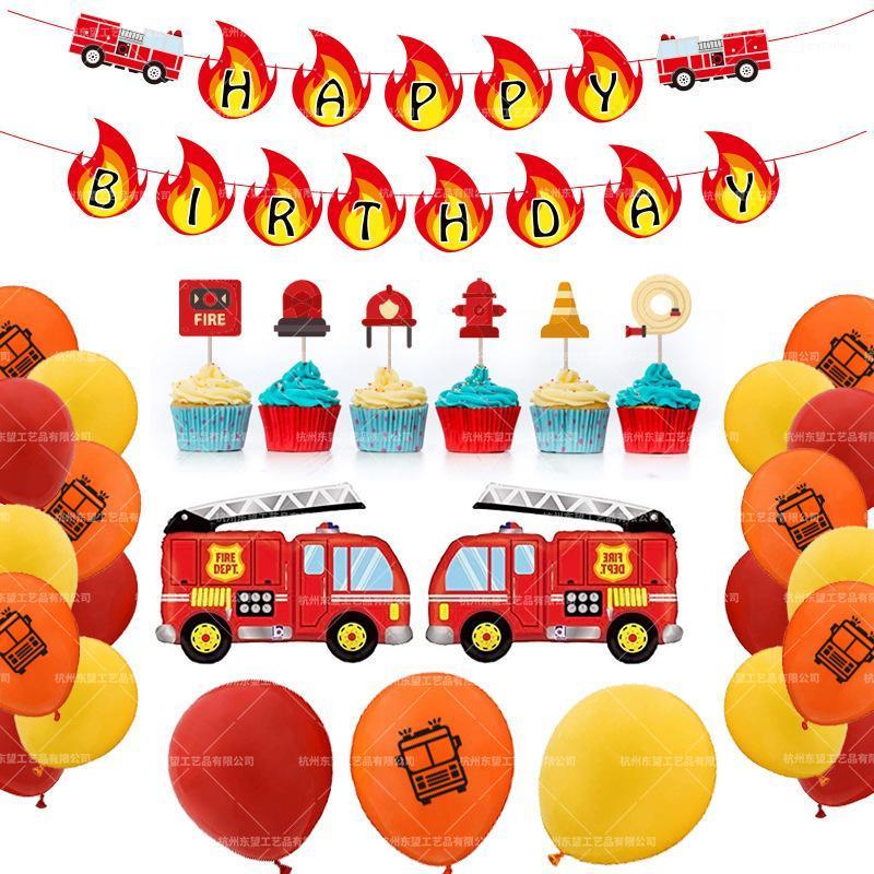 Party Decoration Creative Fire Truck Theme Birthday Balloon Set Pull Flag Cake Insert Card Children
Party Decoration Creative Fire Truck Theme Birthday Balloon Set Pull Flag Cake Insert Card Children