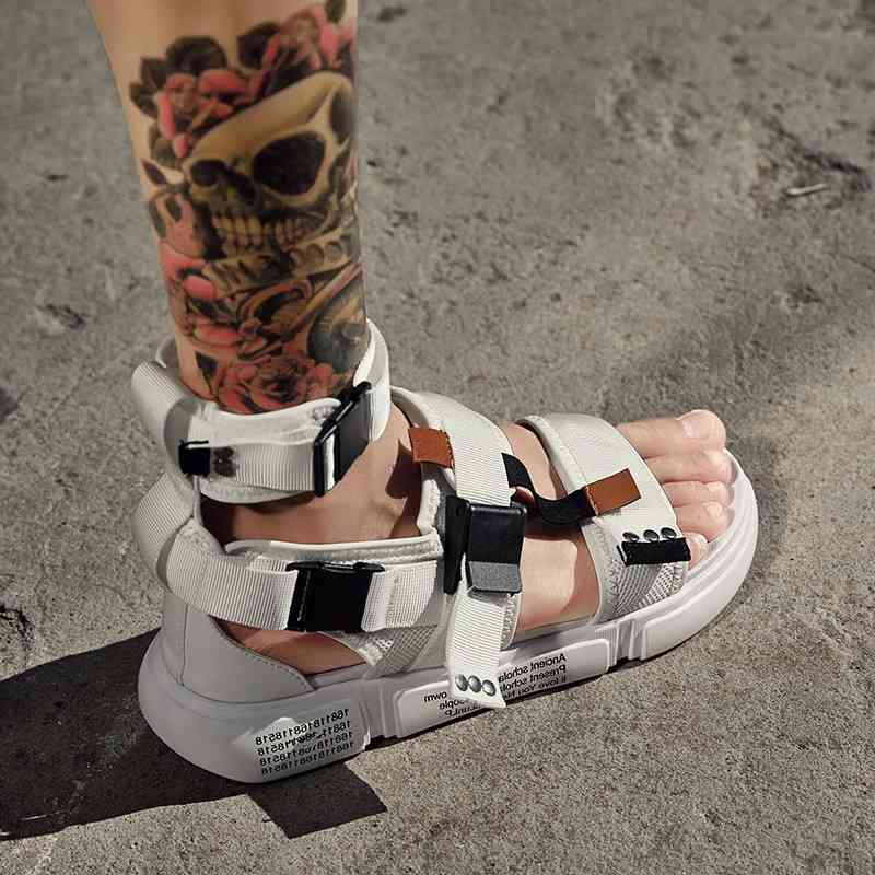 Fashion Summer Men Shoes Gladiator Sandals Open Toe Platform Beach Sandals Boots Rome Style Black Gray Canvas Sandals Drop Ship CX200616