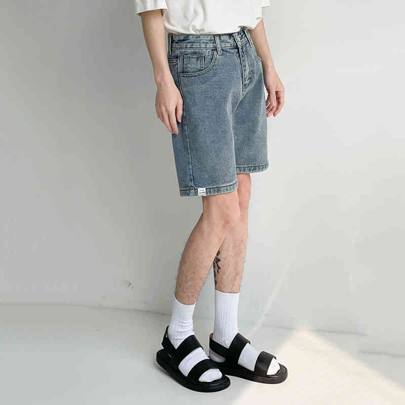 IEFB Summer Denim Shorts Men's Loose Straight Knee Length Pants Ins Korean Streetwear Fashion Casual Jeans Bottoms 9Y6962 210524