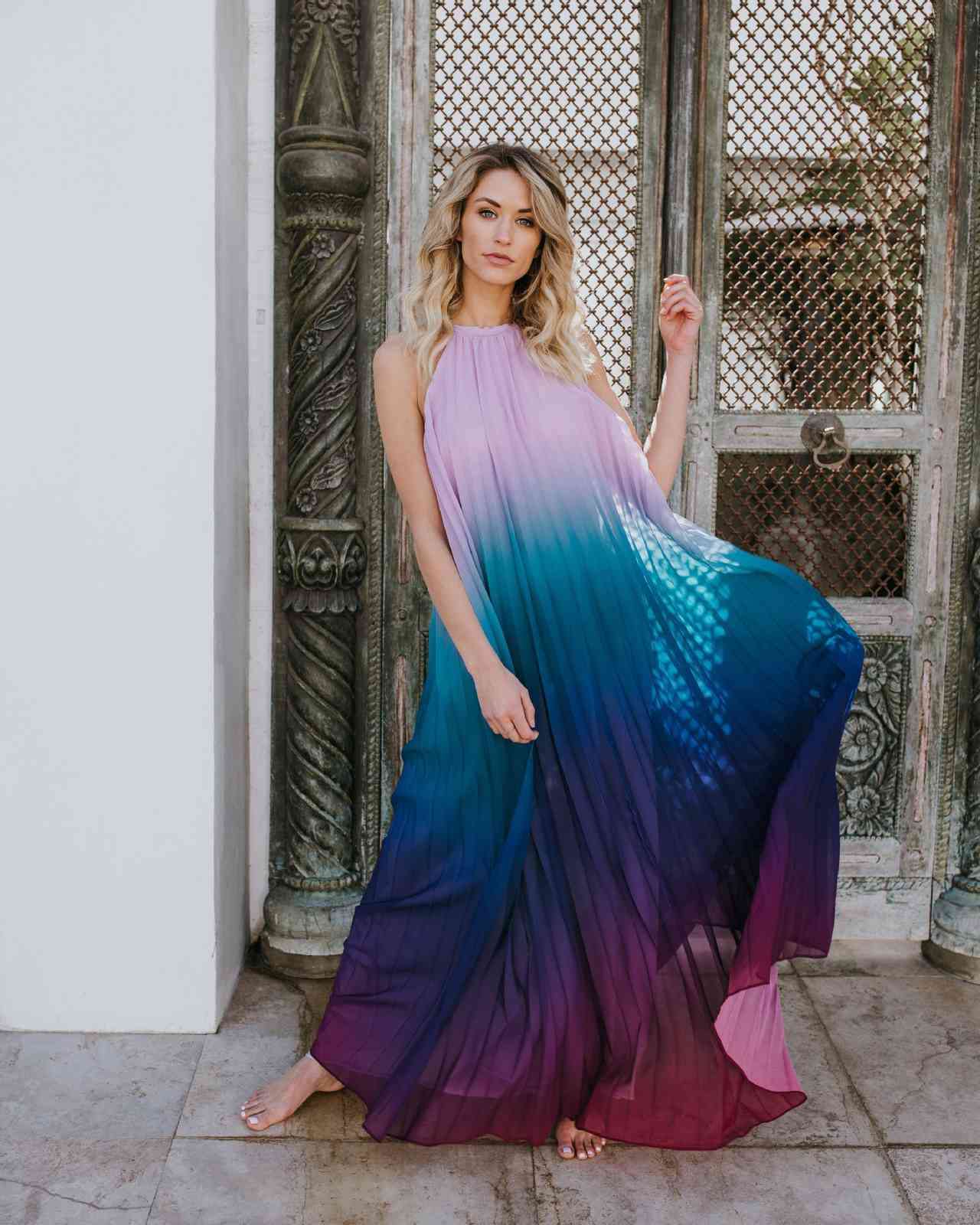 Women Dress Sleeveless Backless Beach Loose Long Chiffon Gradient Summer es Fashion Plus Size 210524