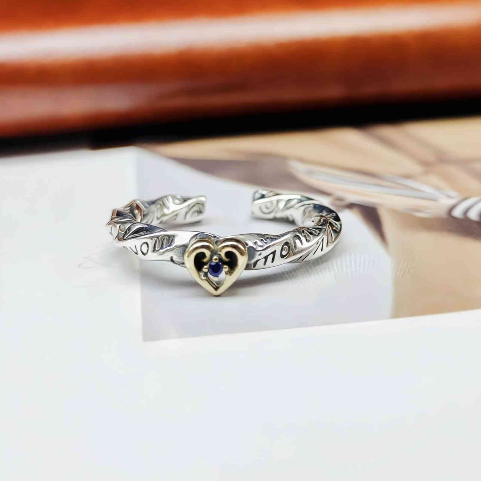 Thai Silver Korea East Gate Ins Cold Wind English Letters Smiling Face Graffiti Ring Female Love Tide