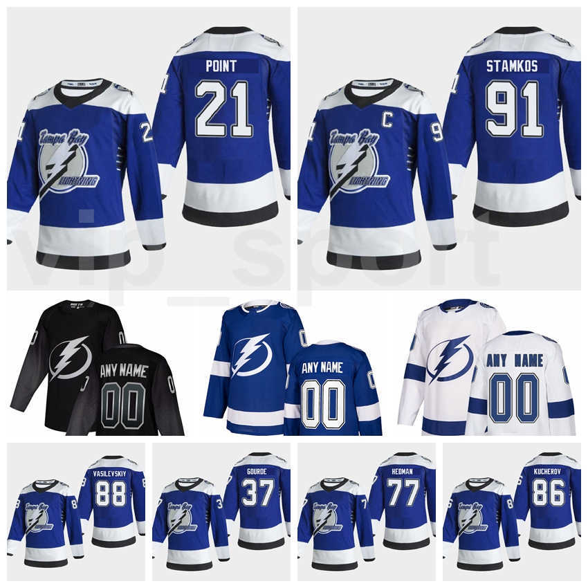 Reverse Retro Tampa Bay Lightning Hockey 77 Victor Hedman Jersey 86 Nikita Kucherov 88 Andrei Vasilevskiy 21 Brayden Point Steven Stamkos, Blue
Reverse Retro Tampa Bay Lightning Hockey 77 Victor Hedman Jersey 86 Nikita Kucherov 88 Andrei Vasilevskiy 21 Brayden Point Steven Stamkos, Blue