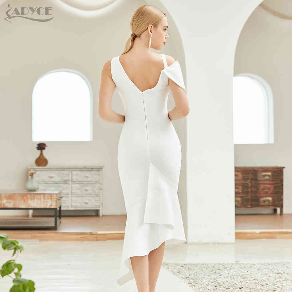 Summer Women White Bodycon Bandage Club Dress Sexy V Neck Short Sleeve Mermaid Celebrity Runway Party Dresses Vestidos 210423