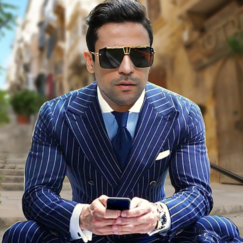 Double Breasted Mens Wedding Tuxedos Pinstripe Groom Suits Peaked Lapel Slim Fit Prom Party Blazer Jacket 2 Pieces