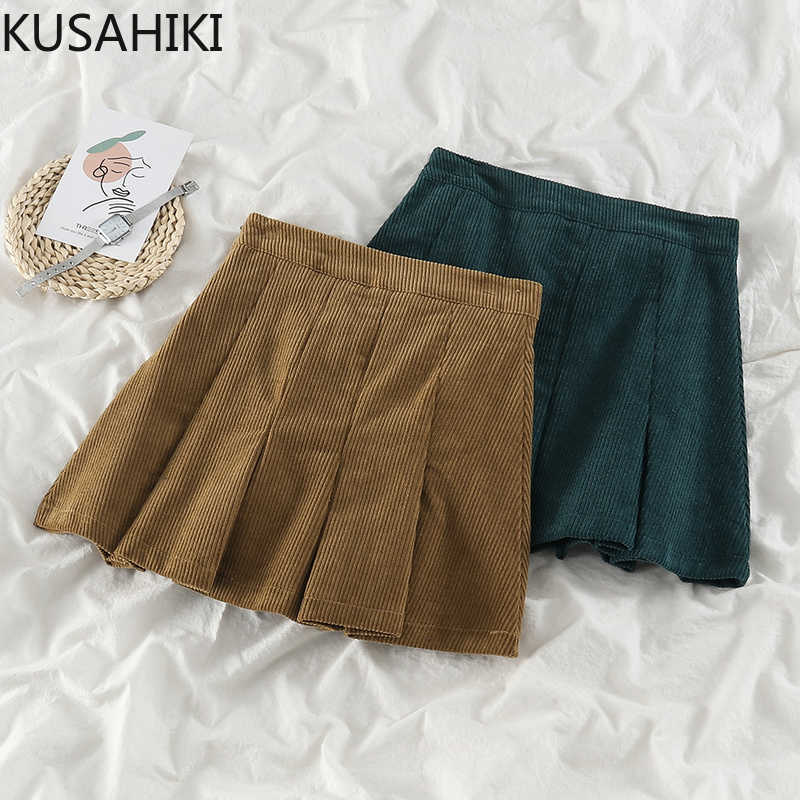 Corduroy Korean Pleated A-line Mini Skirts Causal High Waist Sweet Sexy Skirt Spring Mujer Faldas 6E407 210603, Green
Corduroy Korean Pleated A-line Mini Skirts Causal High Waist Sweet Sexy Skirt Spring Mujer Faldas 6E407 210603, Green