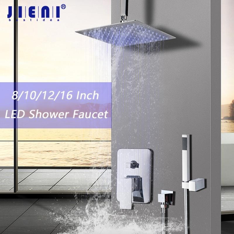 10 12 16 LED Stainless Steel Shower Head Rainfall BathroomShower Set Ceiling Mounted Valve Mixer Faucet Bathroom Sets
10 12 16 LED Stainless Steel Shower Head Rainfall BathroomShower Set Ceiling Mounted Valve Mixer Faucet Bathroom Sets