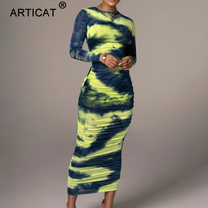 Articat Tie-Dye Print Ruched Christmas Dress For Women Long Sleeve Sexy Bodycon Winter Dress Elastic Pleated Casual Party Dress, Black
Articat Tie-Dye Print Ruched Christmas Dress For Women Long Sleeve Sexy Bodycon Winter Dress Elastic Pleated Casual Party Dress, Black