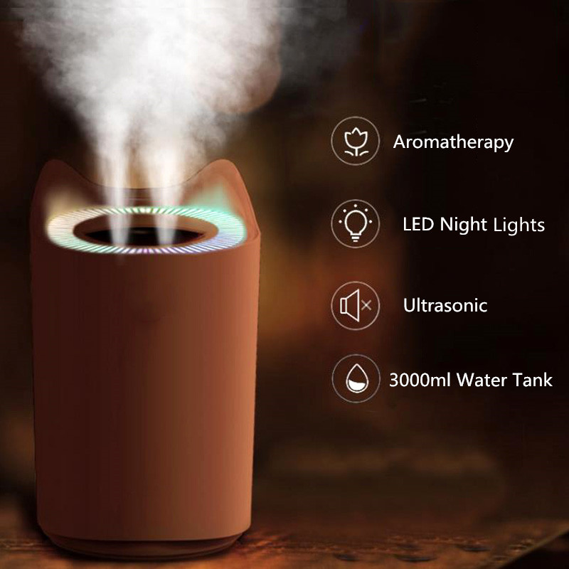 3000ml Dual Spray USB Humidifier For Home Ultrasonic Mist Maker with Colorful Night Lamps Mini Office Desktop Air Purifier
3000ml Dual Spray USB Humidifier For Home Ultrasonic Mist Maker with Colorful Night Lamps Mini Office Desktop Air Purifier