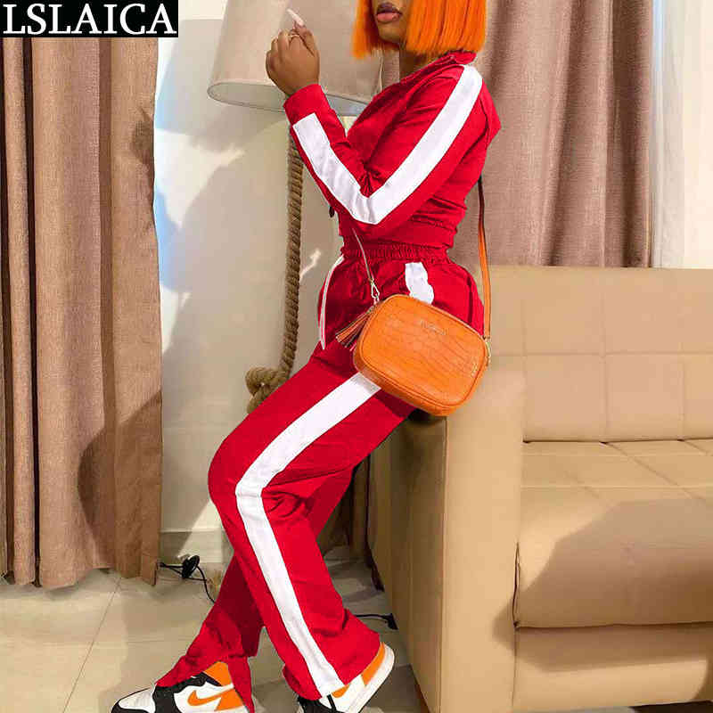 2 Piece Set Fall Clothes for Women Solid Long Sleeve Crop Top Drawstring Pants Sets Casual Sportswear Outfits Fashion Tracksuit 210520