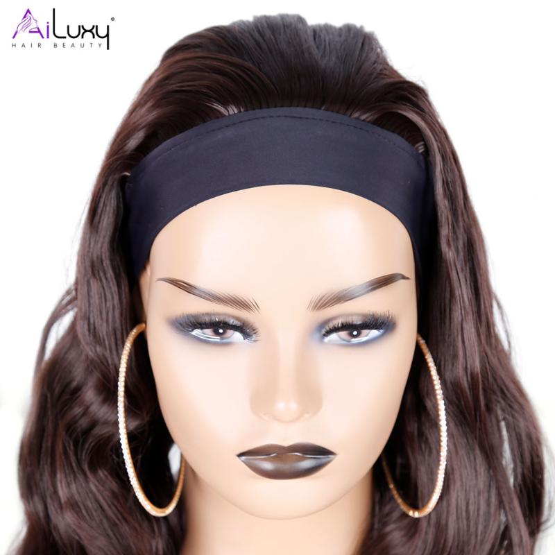 Synthetic Wigs AILUXY Long Wavy Headband Wig For Black Women None Replacement Body Wave Headwraps Hair 2021 Fashion