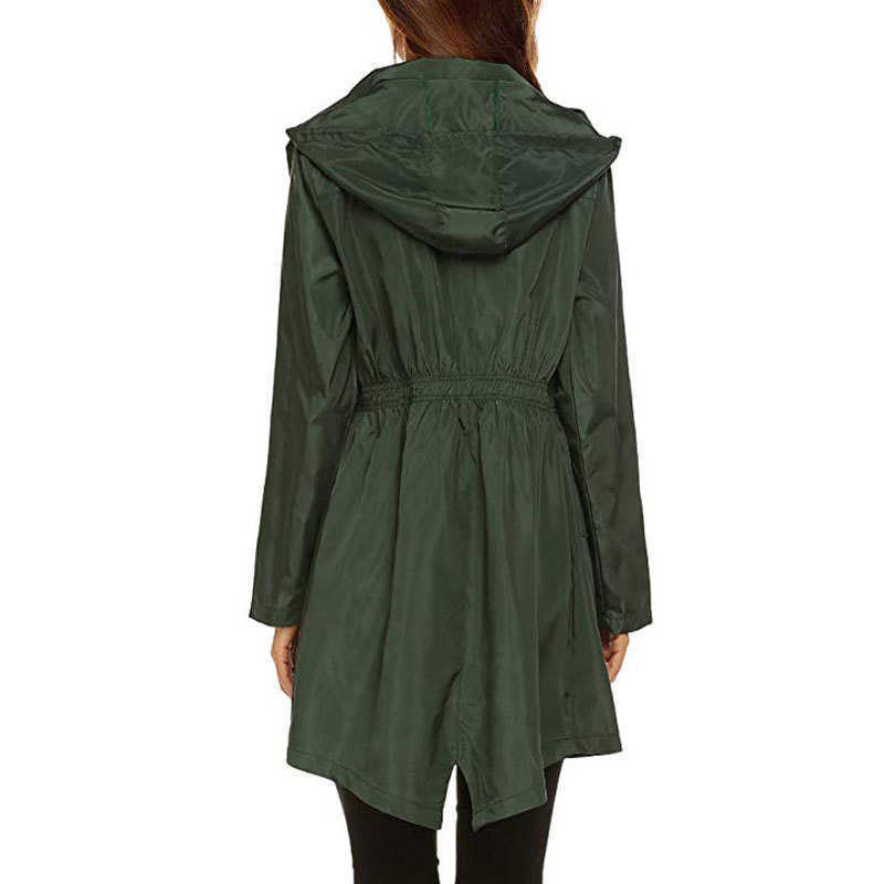 Women Wind Jacket Rain Coat Basic Style Zipper Pockets Long Sleeve Hooded Windbreaker Waterproof Hiking Outdoor Coat Plus Size 211014